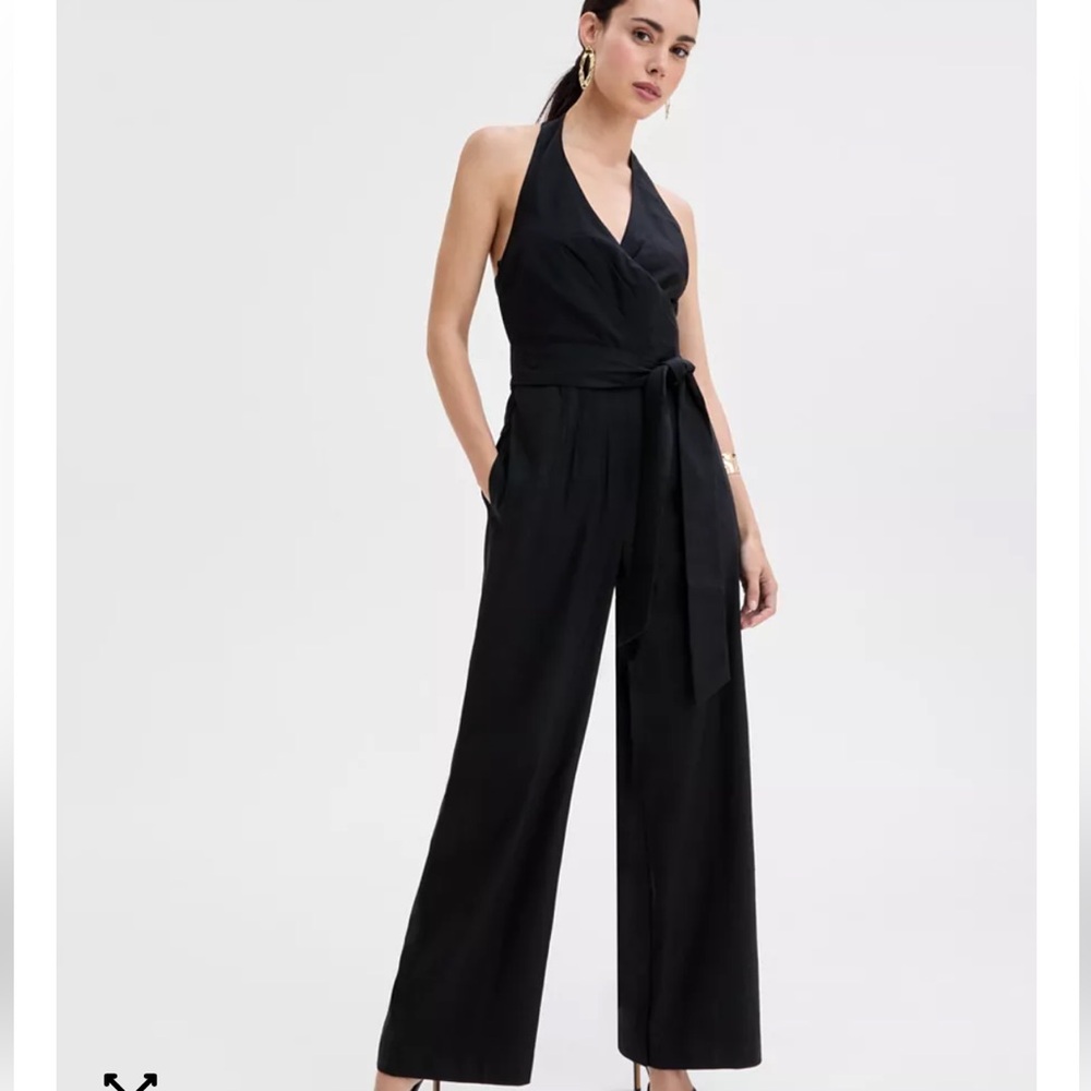 INC International Concepts Black Wrap Jumpsuit